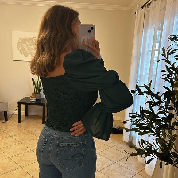 Green Smocked Top